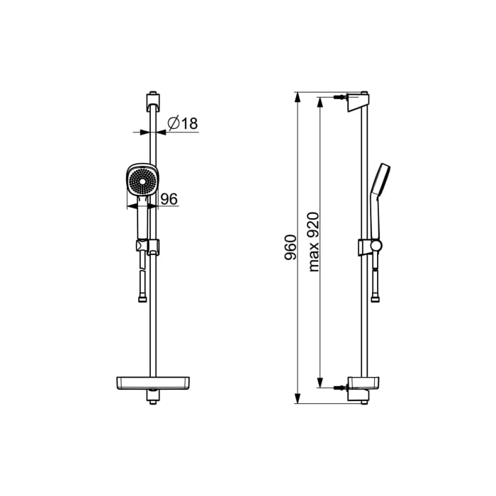 Hansa HANSABASICJET Style Wandstangengarnitur 1-strahlig
