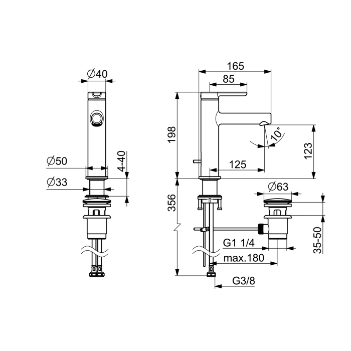 Hansa HANSADESIGNO Style Einhebelmischer Waschtischbatterie Zugstangenablaufgarnitur