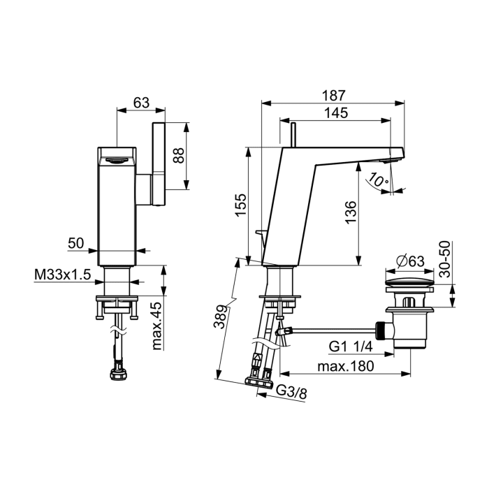 Hansa HANSALOFT Waschtisch-Einhand-Einlochbatterie