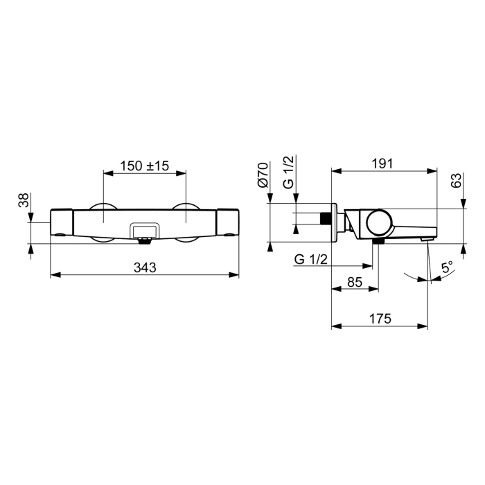 Hansa HANSAOPTIMA Wannenfüll- und Brausebatterie