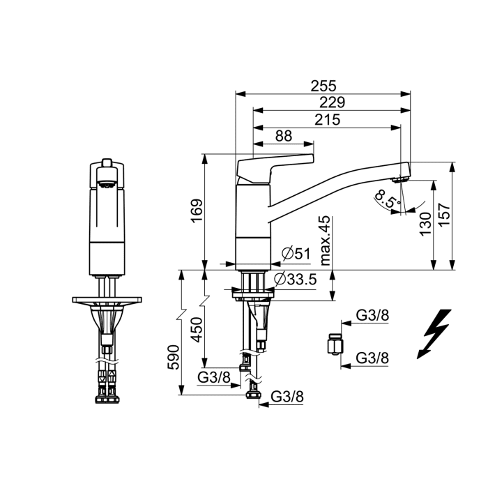 Hansa HANSAPALENO Einhebelmischer Küchenarmatur Niederdruck