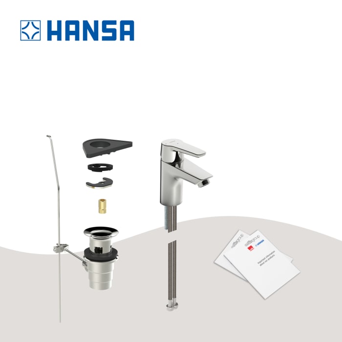 Hansa HANSAPOLO Einhebelmischer Waschtischbatterie Cold Zugstangen-Ablaufgarnitur