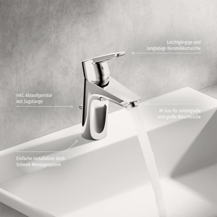 Hansa HANSAPOLO XL Waschtisch-Einhand-Einlochbatterie mit Ablaufgarnitur