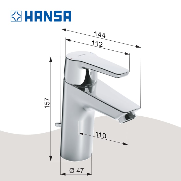 Hansa HANSAPOLO XL Waschtisch-Einhand-Einlochbatterie mit Ablaufgarnitur