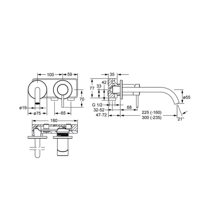 Hansa HANSAPUBLIC Waschtisch-Einhand-Wandbatterie 22,5 cm