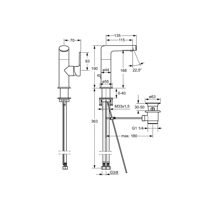Hansa HANSARONDA Waschtisch-Einhand-Einlochbatterie