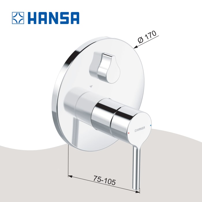 Hansa HANSAVANTIS Einhand-Wannen-Funktionseinheit, Rosette rund, Pinhebel