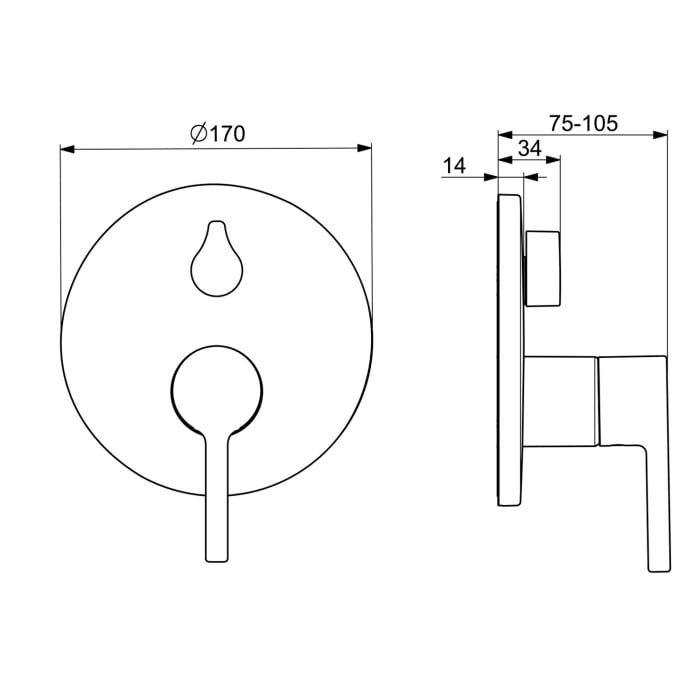Hansa HANSAVANTIS Fertigmontageset für Wannenfüll- und Brausebatterie Einhebelmischer
