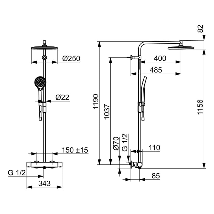 Hansa HANSAVIVA Regenbrause- Duscharmatur