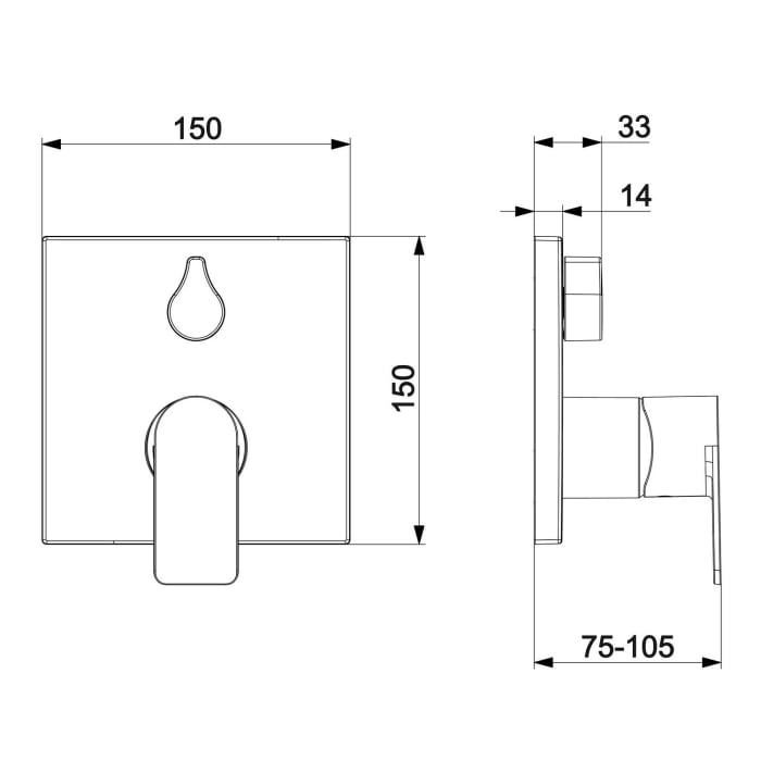 Hansa HANSASTELA Fertigmontageset für Wanne/Brause, Rosette eckig