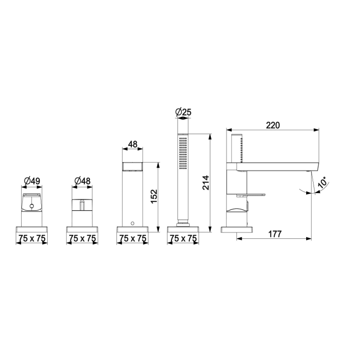 Hansa HANSASTELA Fertigmontageset Einhandmischer 4-Loch, Rosette eckig