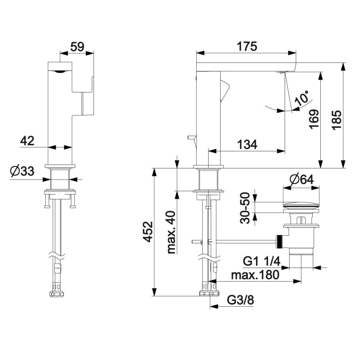 Hansa HANSASTELA Waschtisch-Einhand-Einlochbatterie, mit Ablaufgarnitur