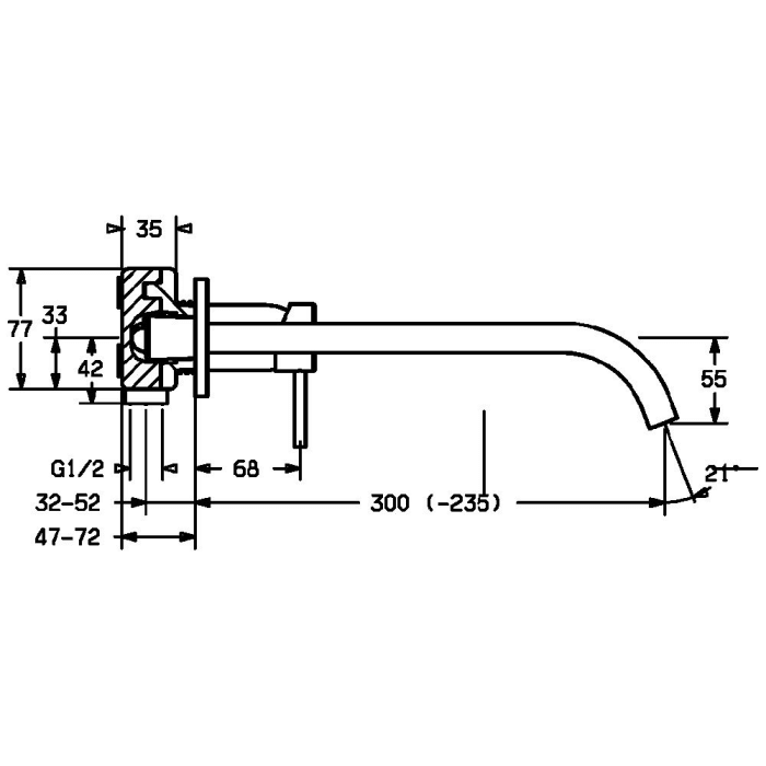Hansa HANSAPUBLIC Waschtisch-Einhand-Wandbatterie 30 cm