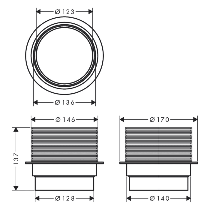 hansgrohe RainDrain Spot Höhenausgleich Ergänzungsstück