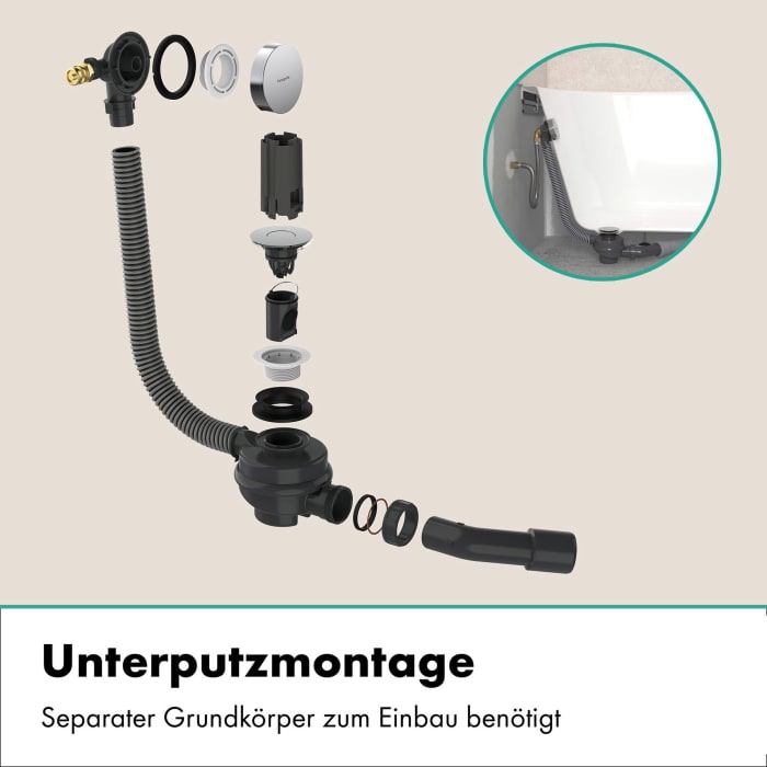 hansgrohe Flexaplus Fertigset, Ablauf- und Überlaufgarnitur