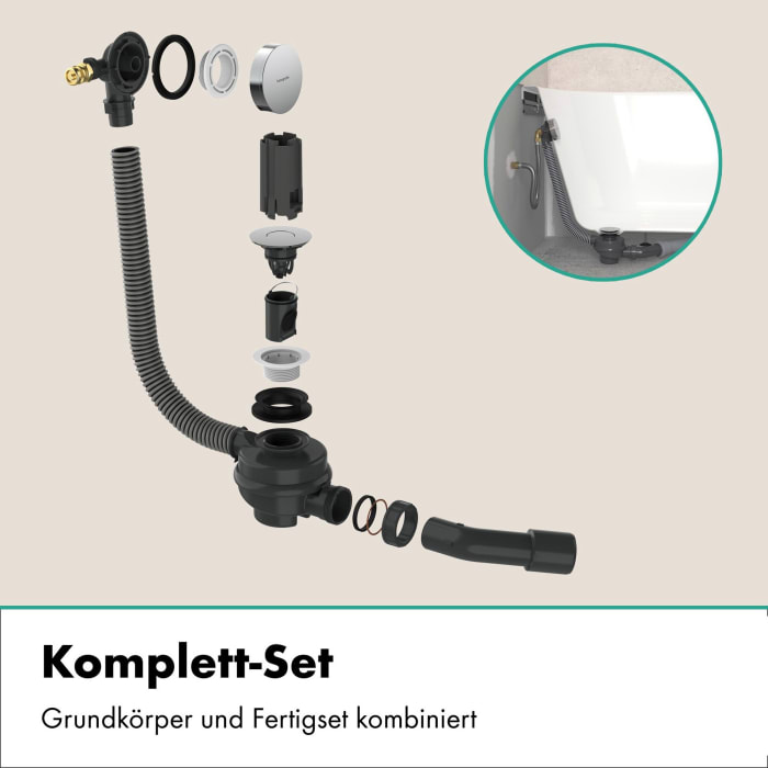 hansgrohe Flexaplus Komplettset Ab- und Überlaufgarnitur für Badewanne