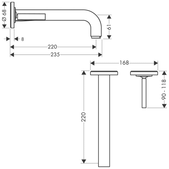 AXOR Citterio Einhebel-Waschtischmischer UP mit Einzelrosetten