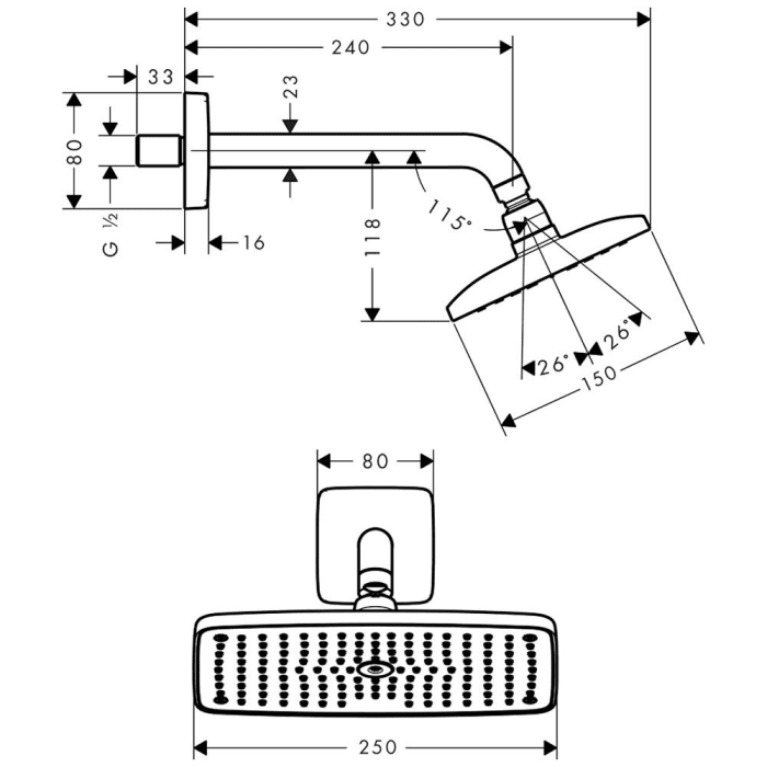 hansgrohe Raindance E Kopfbrause 240 1jet mit Brausearm