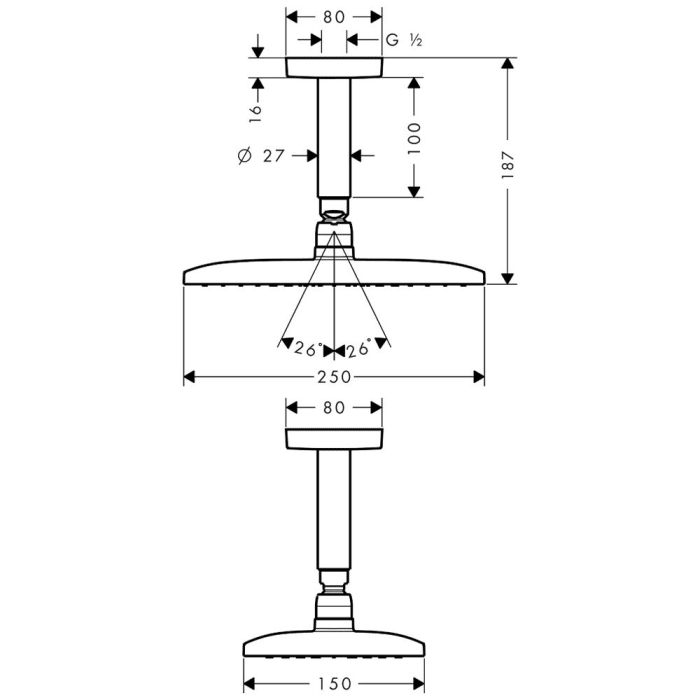 hansgrohe Raindance E Kopfbrause 240 1jet mit Deckenanschluss