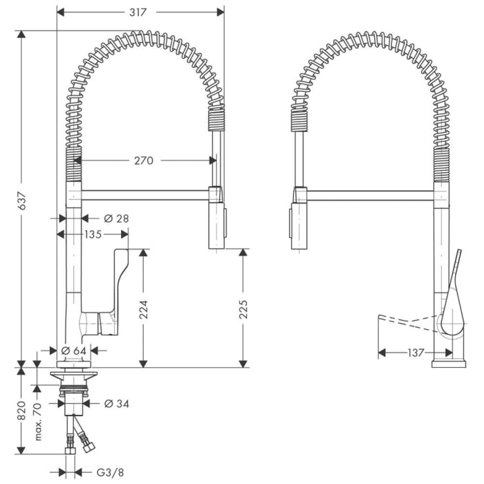 AXOR Citterio Semi-Pro Einhebel-Küchenarmatur