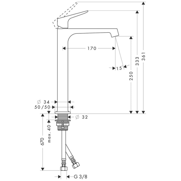 AXOR Citterio M Einhebel-Waschtischmischer für Waschschüssel ohne Ablaufgarnitur DN 15