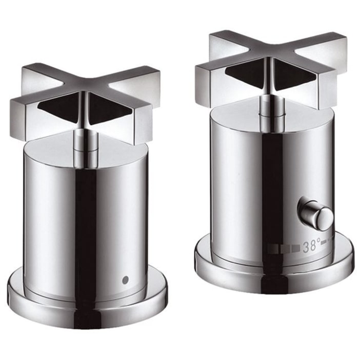AXOR Citterio Fertigset 2-Loch Thermostat Kreuzgriffe Wannenrandmontage