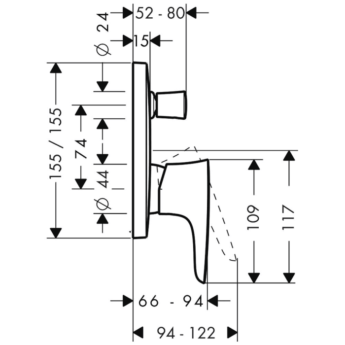 hansgrohe PuraVida Einhebel Wannenmischer Unterputz