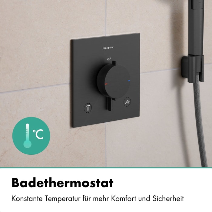 hansgrohe Ecostat Comfort E Thermostat Unterputz für 2 Funktionen mit integrierter Sicherungskombination nach EN1717