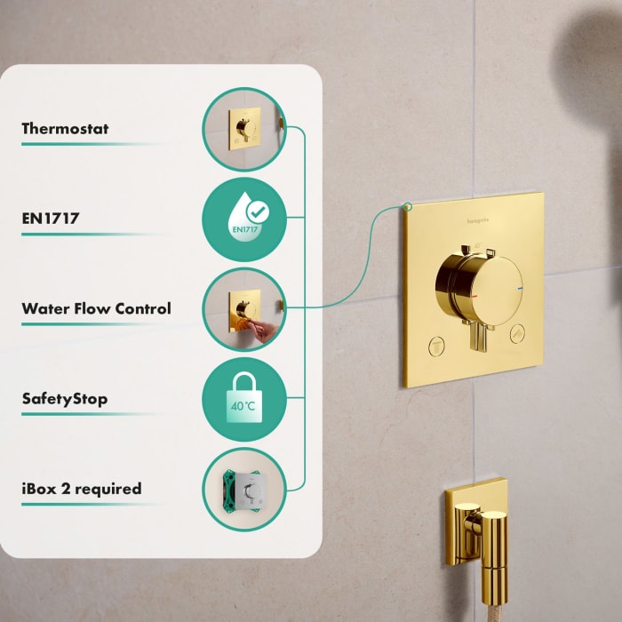 hansgrohe Ecostat Comfort E Thermostat Unterputz für 2 Funktionen mit integrierter Sicherungskombination nach EN1717