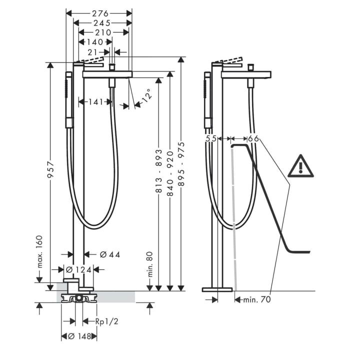 hansgrohe Finoris Einhebel-Wannenarmatur bodenstehend