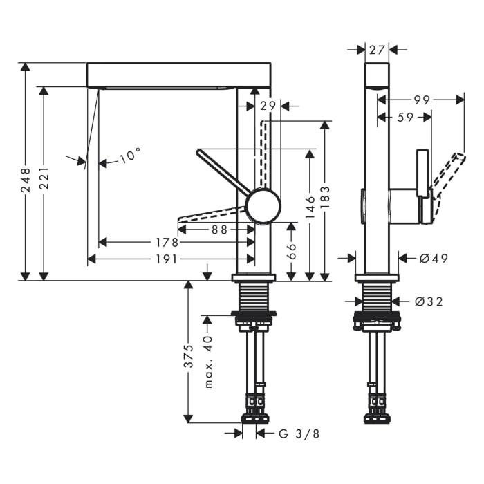 hansgrohe Finoris Einhebel-Waschtischarmatur 230 mit Schwenkauslauf und Push-Open Ablaufgarnitur