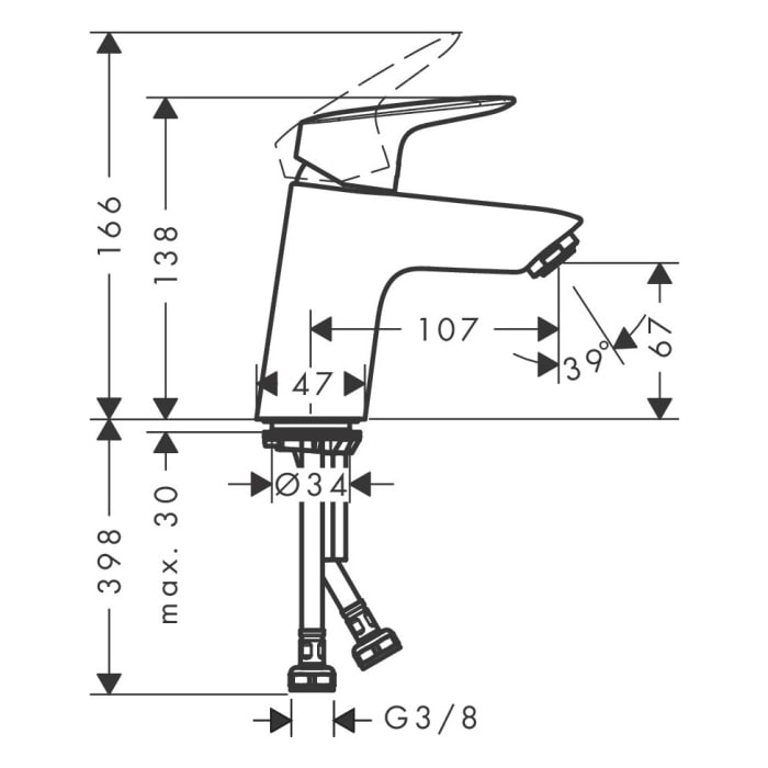 hansgrohe Logis Einhebel-Waschtischmischer 70 ohne Ablaufgarnitur