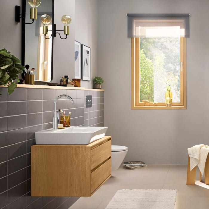 hansgrohe Rebris E Einhebel-Waschtischarmatur 210 mit Schwenkauslauf und Zugstangen-Ablaufgarnitur