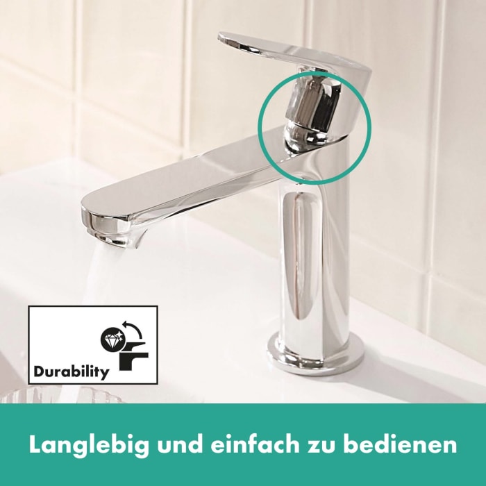 hansgrohe Rebris S Einhebel-Waschtischarmatur 110 CoolStart wassersparend+ mit Zugstangen-Ablaufgarnitur