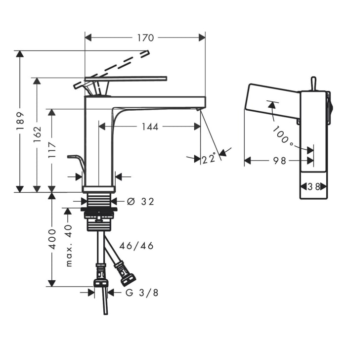 hansgrohe Tecturis E Einhebel-Waschtischarmatur 110 CoolStart wassersparend+ mit Zugstangen-Ablaufgarnitur