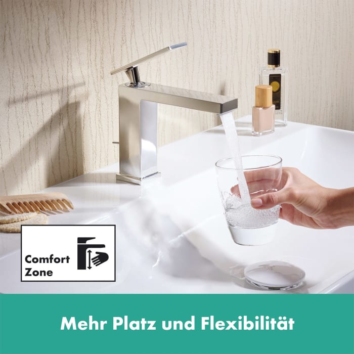 hansgrohe Tecturis E Einhebel-Waschtischarmatur 110 CoolStart wassersparend+ mit Zugstangen-Ablaufgarnitur