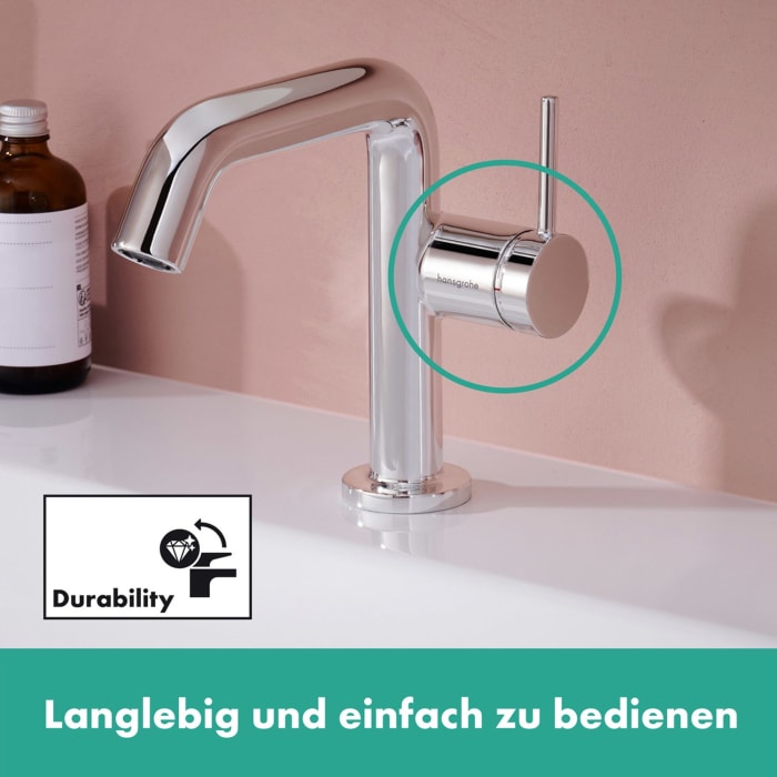 hansgrohe Tecturis S Einhebel-Waschtischarmatur 110 Fine CoolStart wassersparend+ mit Zugstangen-Ablaufgarnitur