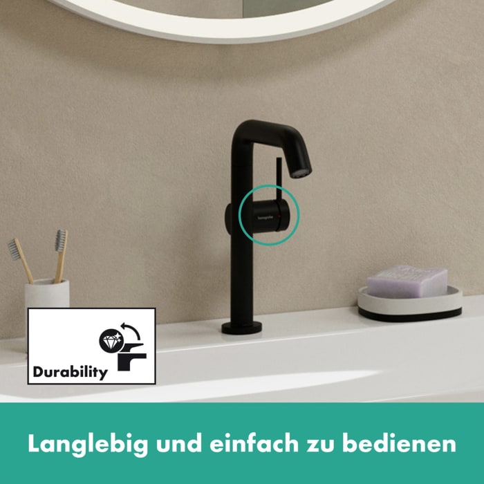 hansgrohe Tecturis S Einhebel-Waschtischarmatur 210 Fine CoolStart wassersparend+ mit Schwenkauslauf und Push-Open Ablaufgarnitur