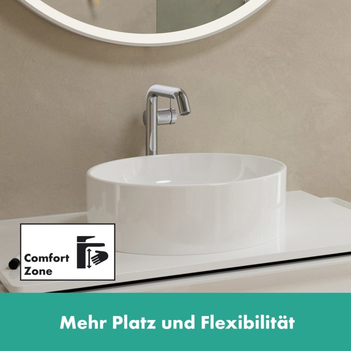 hansgrohe Tecturis S Einhebel-Waschtischarmatur 240 Fine CoolStart wassersparend+ für Aufsatzwaschtische mit Push-Open Ablaufgarnitur