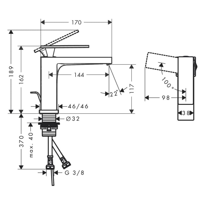 hansgrohe Tecturis E Einhebel-Waschtischarmatur 110 CoolStart mit Zugstangen-Ablaufgarnitur