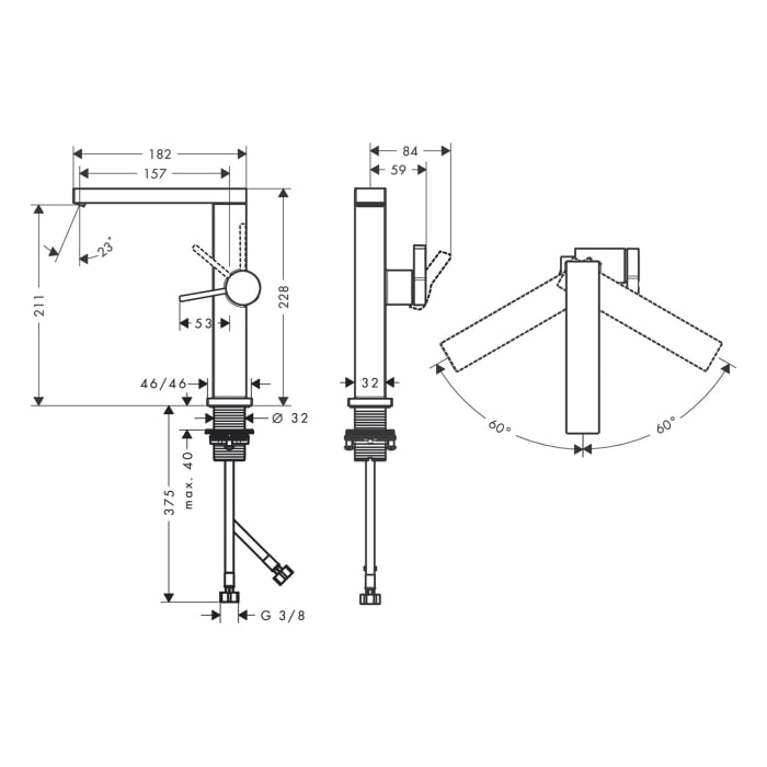 hansgrohe Tecturis E Einhebel-Waschtischarmatur 210 Fine CoolStart mit Schwenkauslauf und Push-Open Ablaufgarnitur