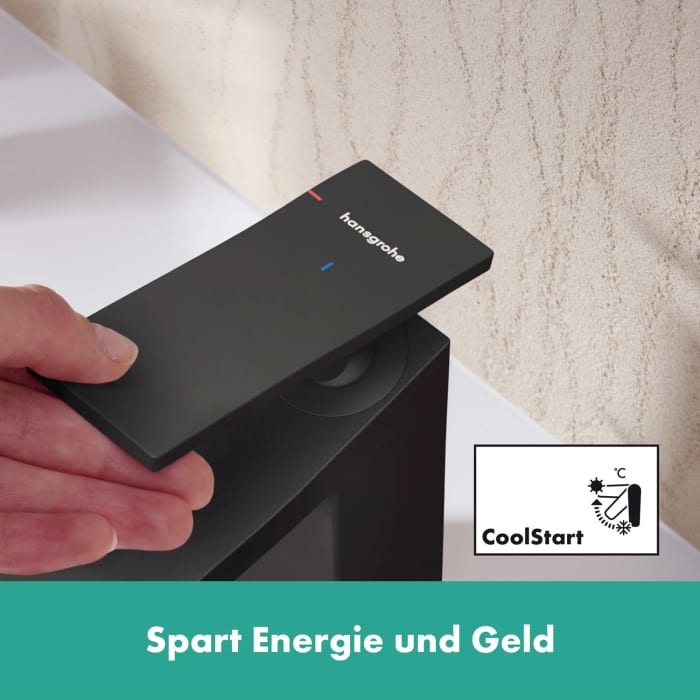 hansgrohe Tecturis E Einhebel-Waschtischarmatur 80 CoolStart mit Zugstangen-Ablaufgarnitur