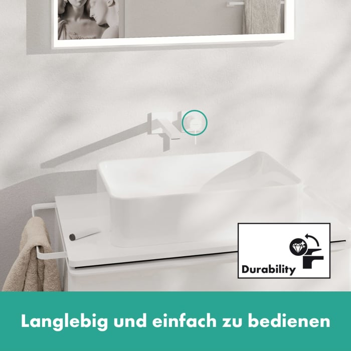 hansgrohe Tecturis E Einhebel-Waschtischarmatur Unterputz für Wandmontage wassersparend+ mit Auslauf 22,5 cm