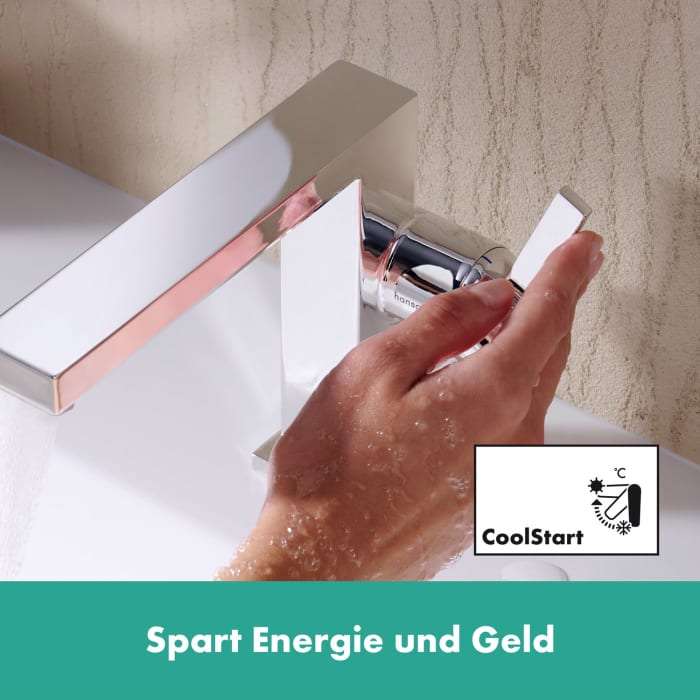 hansgrohe Tecturis E Einhebel-Waschtischarmatur 210 Fine CoolStart mit Schwenkauslauf und Push-Open Ablaufgarnitur