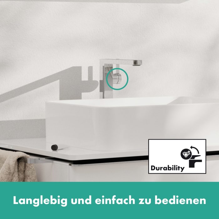 hansgrohe Tecturis E Einhebel-Waschtischarmatur 240 Fine CoolStart wassersparend+ für Aufsatzwaschtische mit Push-Open Ablaufgarnitur