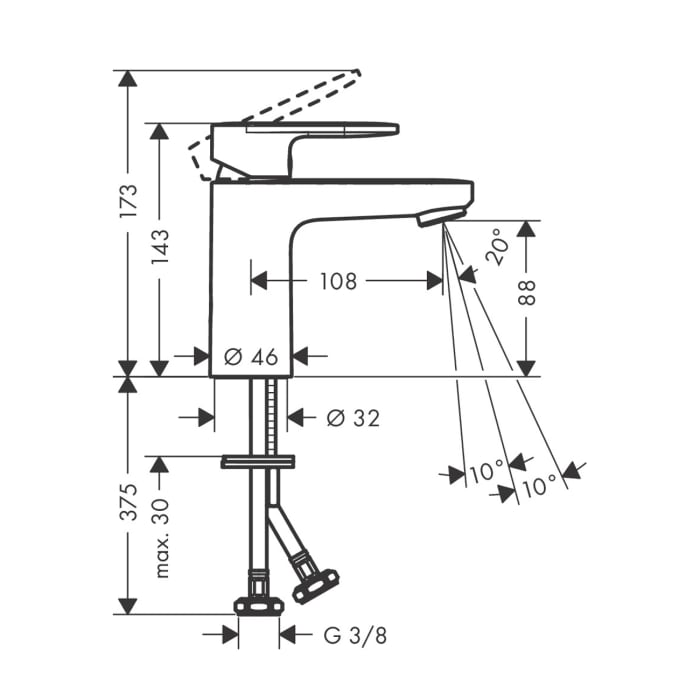hansgrohe Vernis Blend Einhebel-Waschtischarmatur 100 CoolStart ohne Ablaufgarnitur