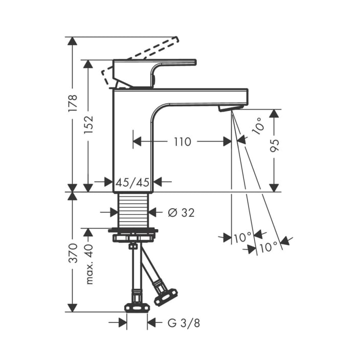 hansgrohe Vernis Shape Einhebel-Waschtischarmatur 100 CoolStart, mit Push-Open Ablaufgarnitur