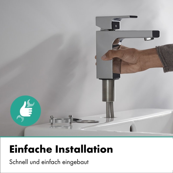 hansgrohe Vernis Shape Einhebel-Waschtischarmatur 100 CoolStart, mit Push-Open Ablaufgarnitur