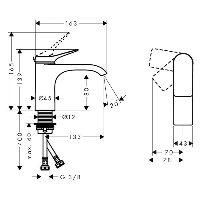 hansgrohe Vivenis Einhebel-Waschtischarmatur 80 CoolStart, ohne Ablaufgarnitur