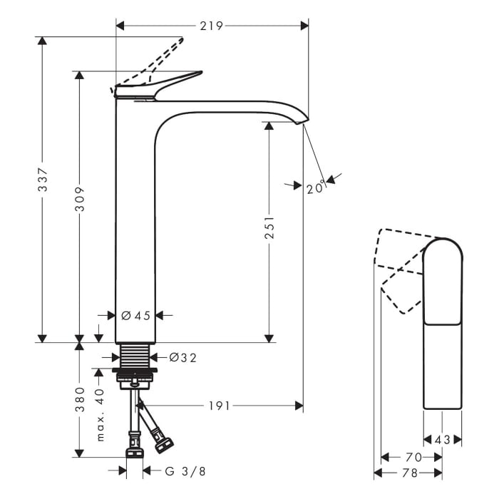 hansgrohe Vivenis Einhebel-Waschtischarmatur 250 CoolStart, ohne Ablaufgarnitur